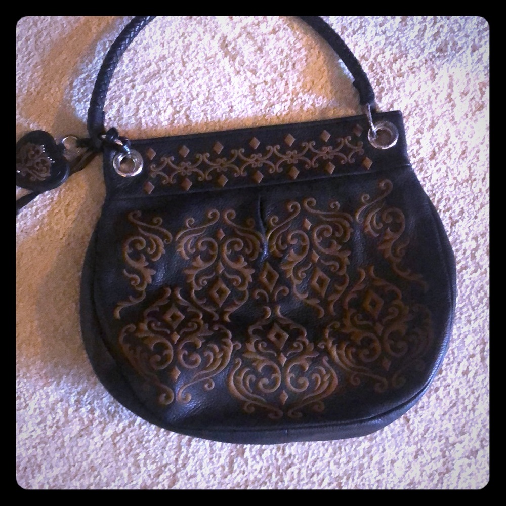 Brighton black embroider satchel